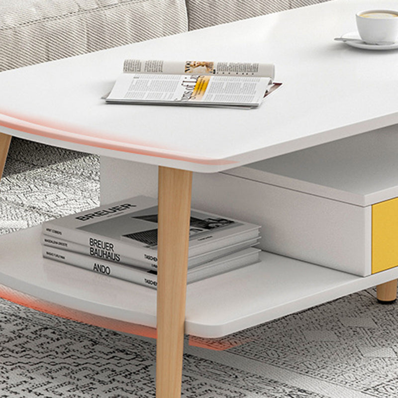 Moderner minimalistischer rechteckiger MDF-Couchtisch aus Massivholz, 2-stufig, für das Wohnzimmer 