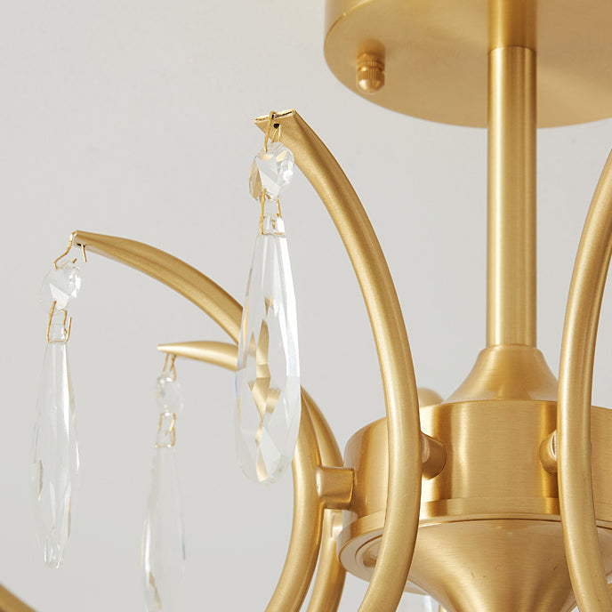 Lustre moderne minimaliste en cuivre et verre à 3/6/8 lumières pour salon 