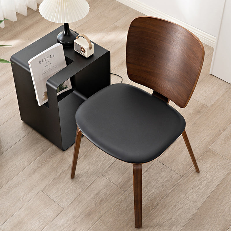 Chaise de salle à manger en bois avec revêtement en cuir PU simplicité contemporaine pour salon 