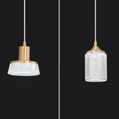 Moderne Luxus Hängeleuchte aus Vollkupfer Glas Zylinder Sphärische Diamant LED 