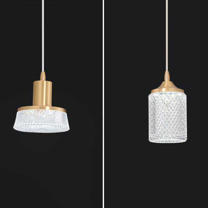 Moderne Luxus Hängeleuchte aus Vollkupfer Glas Zylinder Sphärische Diamant LED 