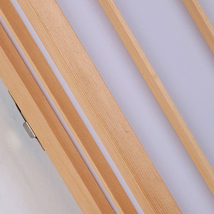 Aplique de pared LED de acrílico de madera maciza rectangular tradicional japonesa para dormitorio 