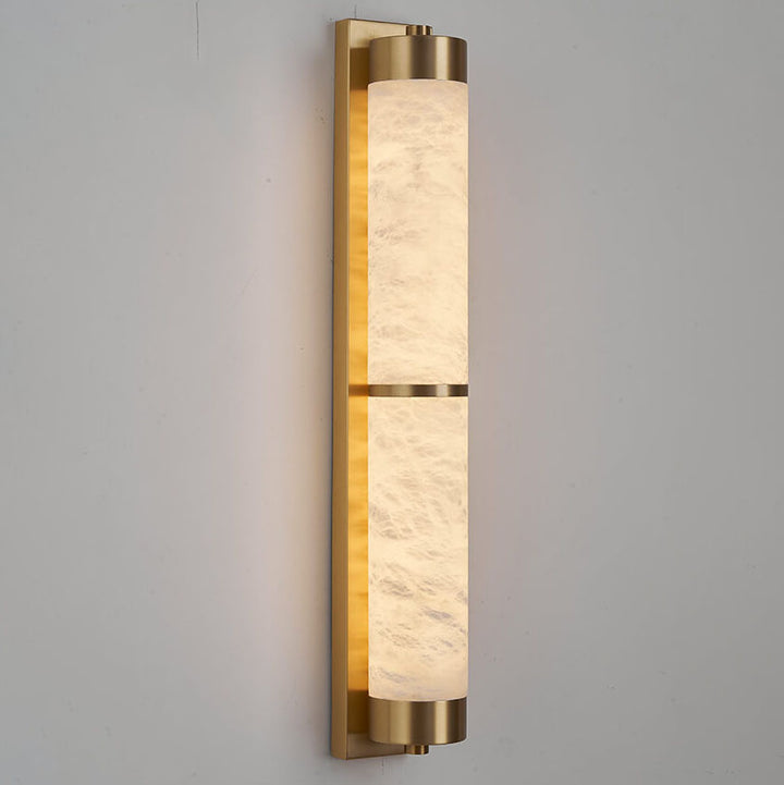 Applique murale LED en marbre à colonne en cuivre pleine lumière moderne 