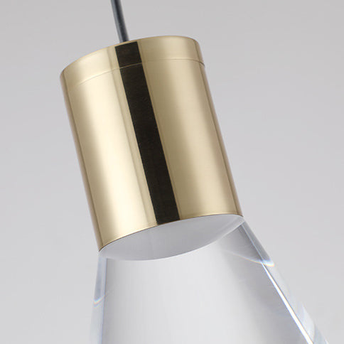 Lustre Suspendu LED Semi-Conique en Acrylique et Cuivre Complet Nordique Contemporain pour Chambre 