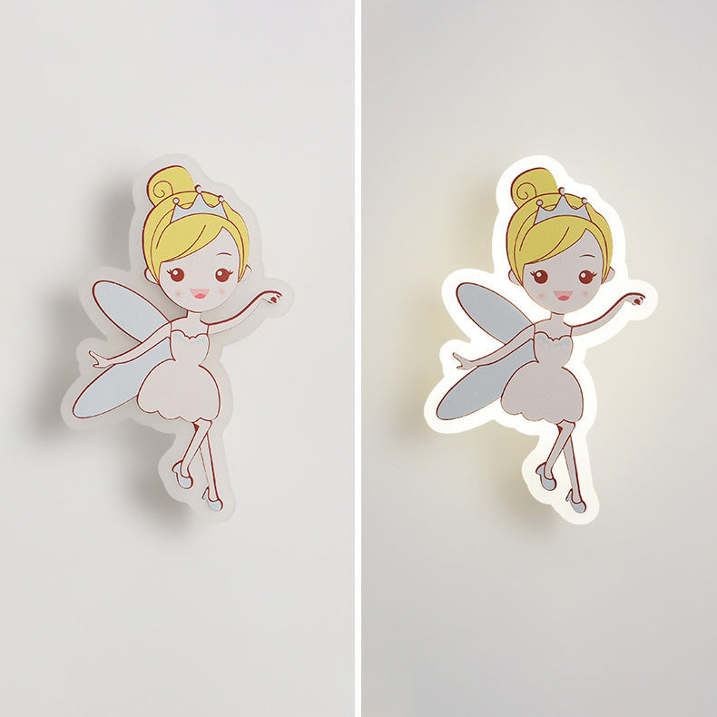 Applique murale LED en fer pour enfants avec astronaute de conte de fées en acrylique créatif contemporain pour chambre à coucher 