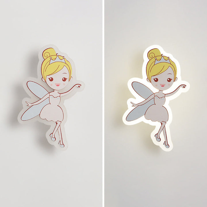 Applique murale LED en fer pour enfants avec astronaute de conte de fées en acrylique créatif contemporain pour chambre à coucher 