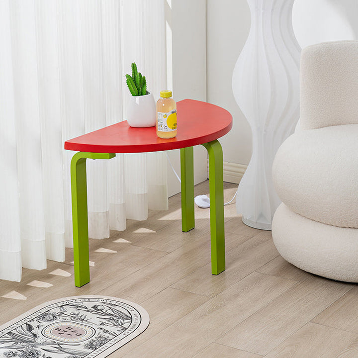 Contemporary Creative Half Round Multi-Layer Wood Panel Coffee Table For Living Room
