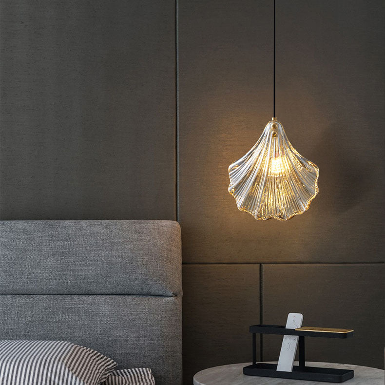 Moderne minimalistische Shell alle Kupfer Glas 1-Licht Pendelleuchte für Schlafzimmer 