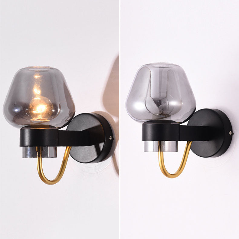 Contemporary Scandinavian Glass Cup Design 1-Light Wall Sconce Lamp For Hallway