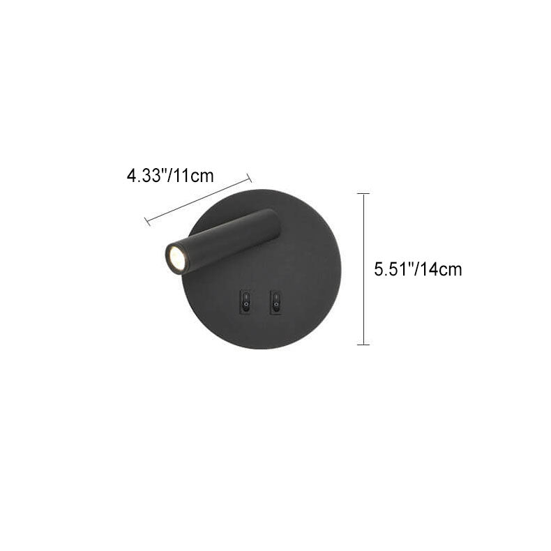 Applique murale LED circulaire rotative en fer et aluminium de simplicité moderne pour chambre 