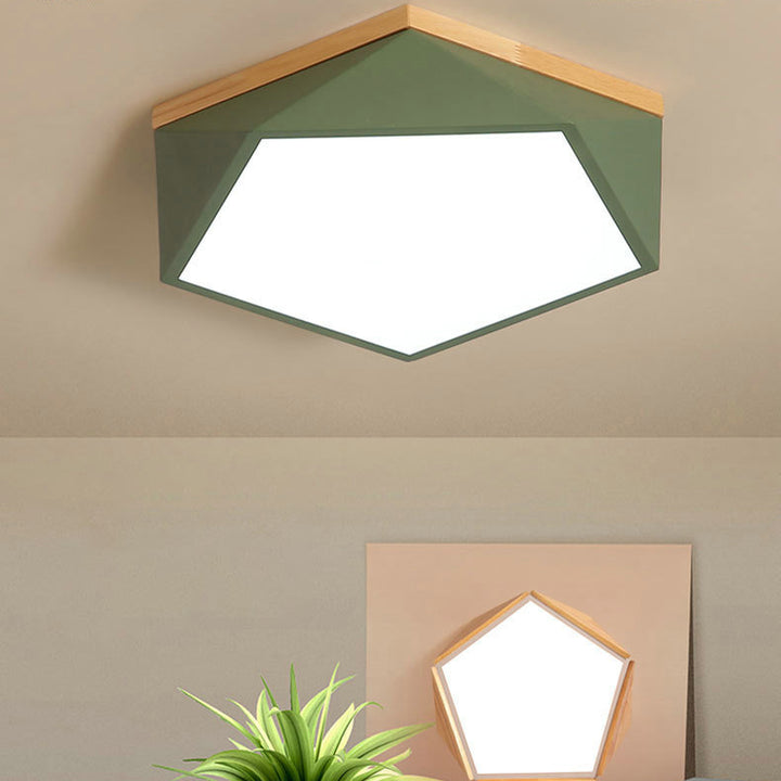 Plafonnier LED en fer acrylique polygone scandinave contemporain pour chambre à coucher 