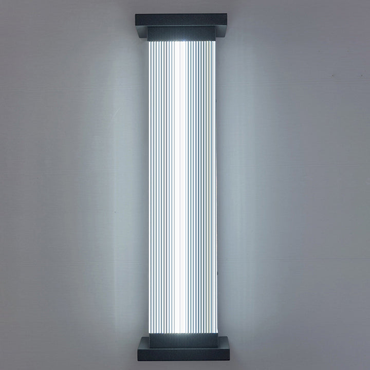 Modern Minimalist Waterproof Striped Rectangle Stainless Steel Acrylic Wall Sconce Lamp For Outdoor Patio