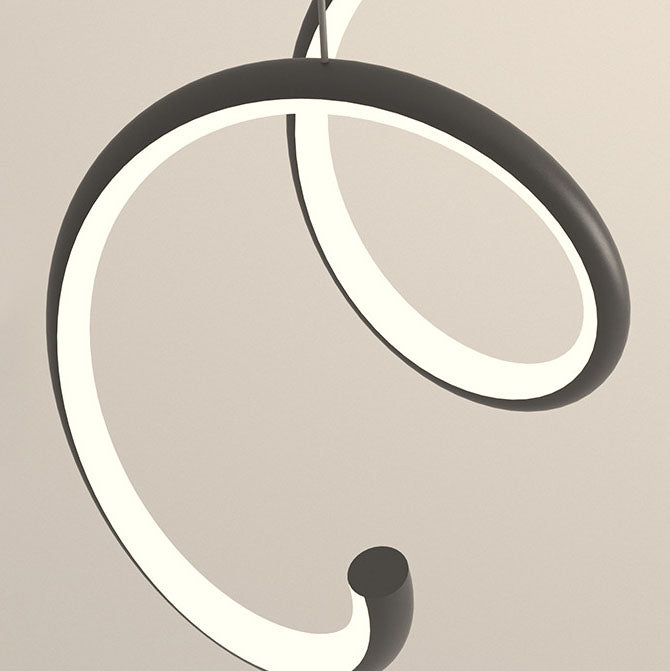 Lustre moderne minimaliste en spirale en aluminium à bande longue LED pour salle à manger 