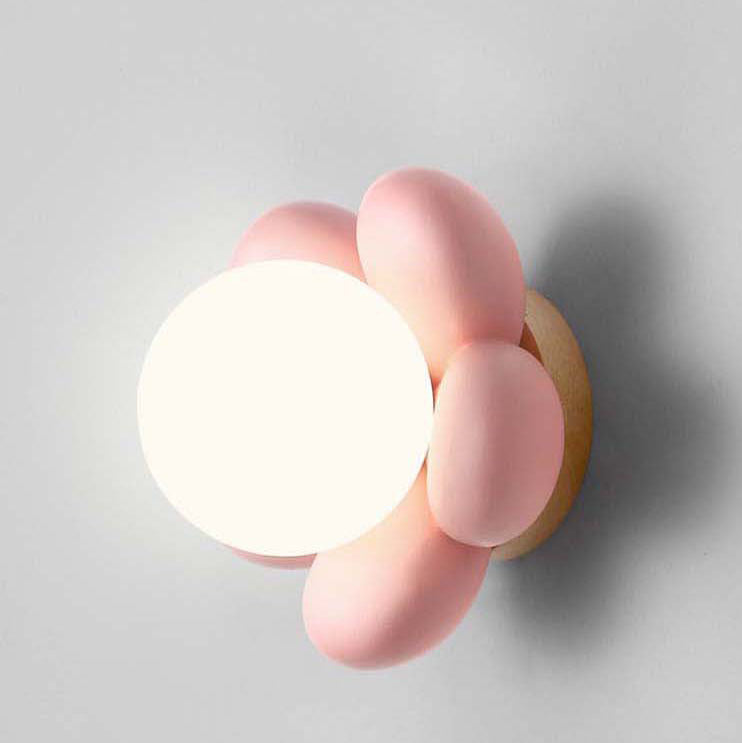 Modern Art Deco Flower Design Wood Resin 1-Light Wall Sconce Lamp For Living Room