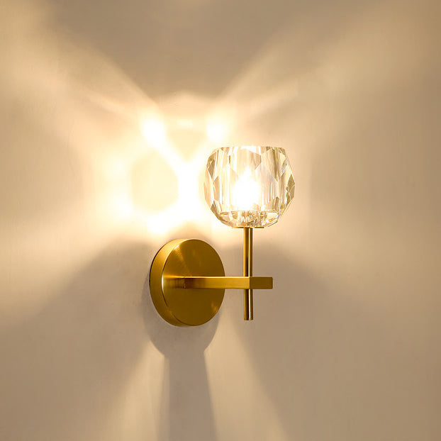 Moderne Mid-Century Kristall Ball Eisen gerade Pole 1-Licht Wandleuchte Lampe für Wohnzimmer 