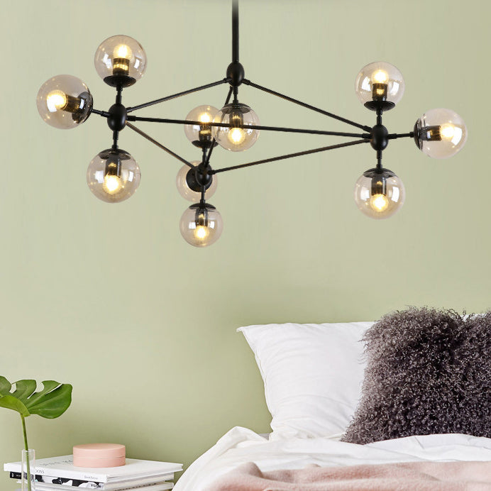 Moderne minimalistische runde Kugel Eisen Glas 10/21 Licht Kronleuchter für Wohnzimmer 