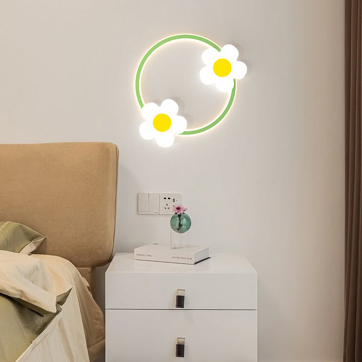 Moderne minimalistische Eisen-Sonnenblume Acryl LED-Wandleuchte 