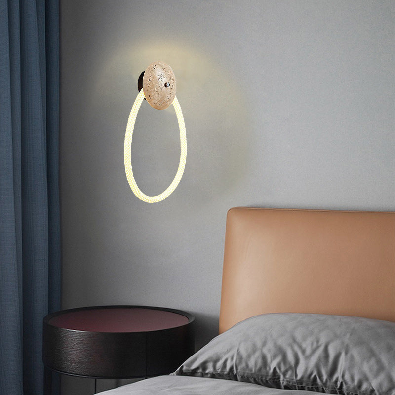 مصباح حائط LED بتصميم لولبي حجري عصري من الألياف البصرية المنسوجة الاسكندنافية الفاخرة لغرفة النوم 