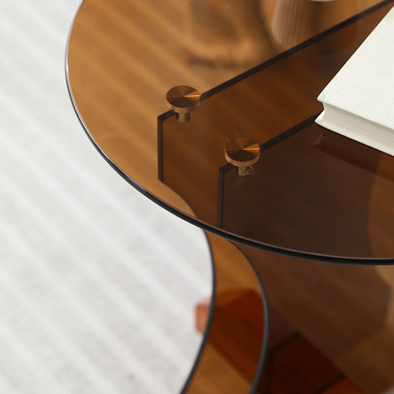 Moderner minimalistischer runder Glastisch 1-stufig für Wohnzimmer 