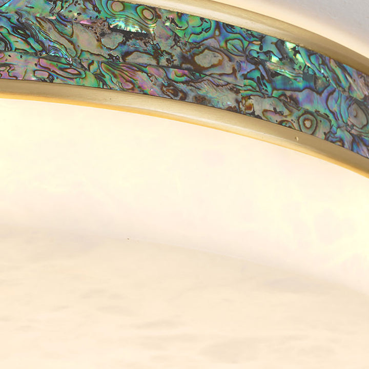 Plafonnier LED Rond en Cuivre et Marbre Moderne Transitionnel pour Chambre 