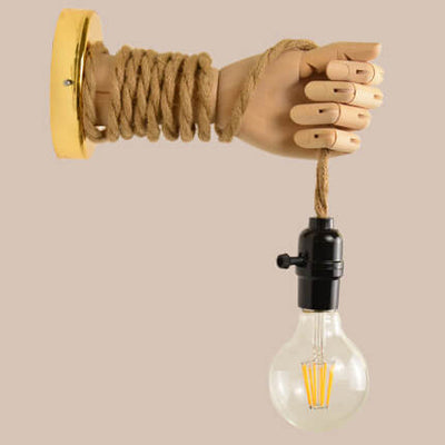 Vintage Creative Hand Shape Lamp Arm Hemp Rope Twine 1-Light Wall Sconce Lamp