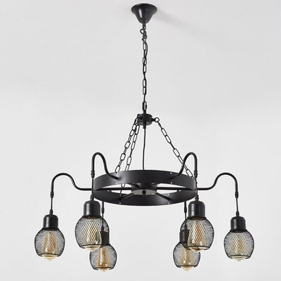 Traditional Colonial Round Mesh Iron 6/8/12 Light Chandelier For Living Room