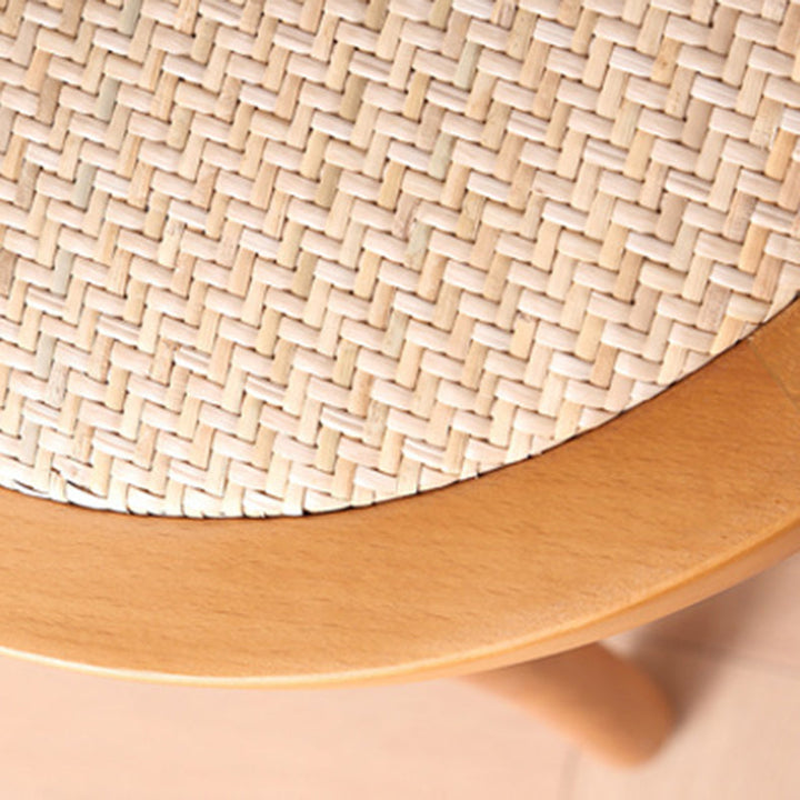 Traditional Vintage Round Faux Rattan Beech Wood Weaving Dining Chair Backrest For Dining Room