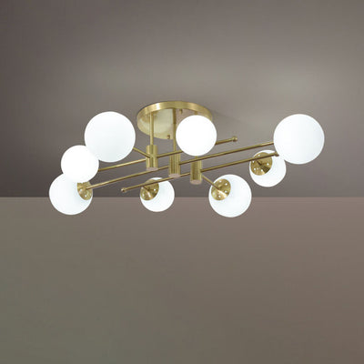 Luz de techo semiempotrada de lujo nórdico de vidrio mágico con línea de latón de 6/8 luces 