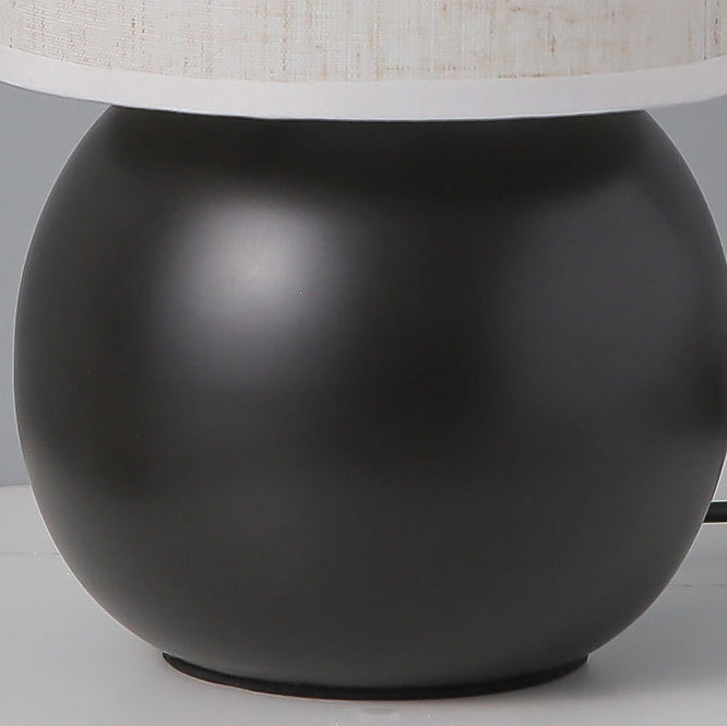 Lampe de table LED en céramique vintage traditionnelle ronde avec tissu pour chambre 