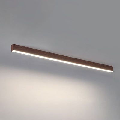 Modern Minimalist Wood Grain Aluminum Strips LED Flush Mount Ceiling Light