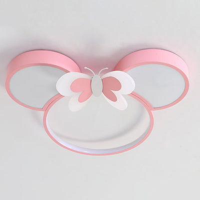 Modern Creative Minimalist Wrought Iron Cartoon Mouse LED Flush Mount Ceiling Light