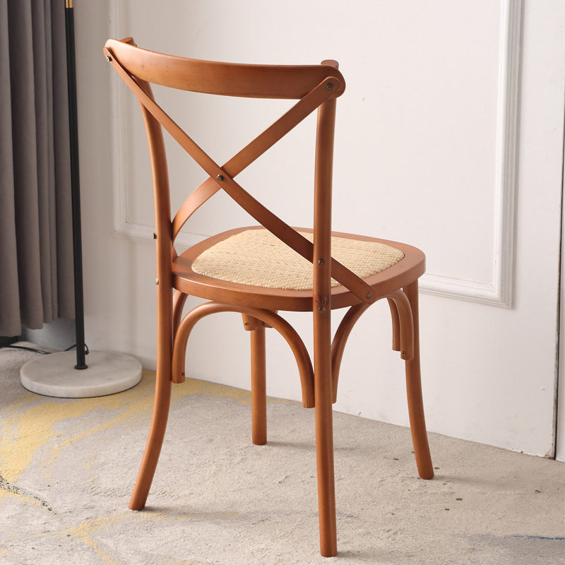 Dossier de chaise de salle à manger en rotin tissé rustique traditionnel en bois éponge rond rectangulaire 