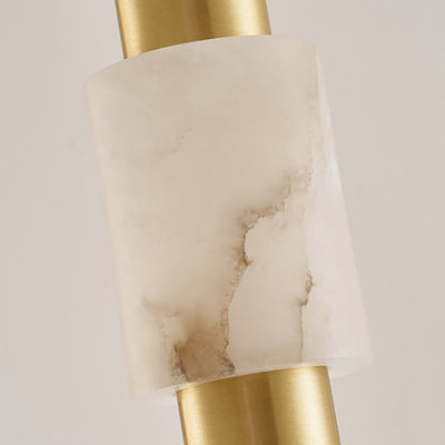 Lustre LED contemporain de luxe en cuivre à bande longue avec abat-jour en marbre pour salon 