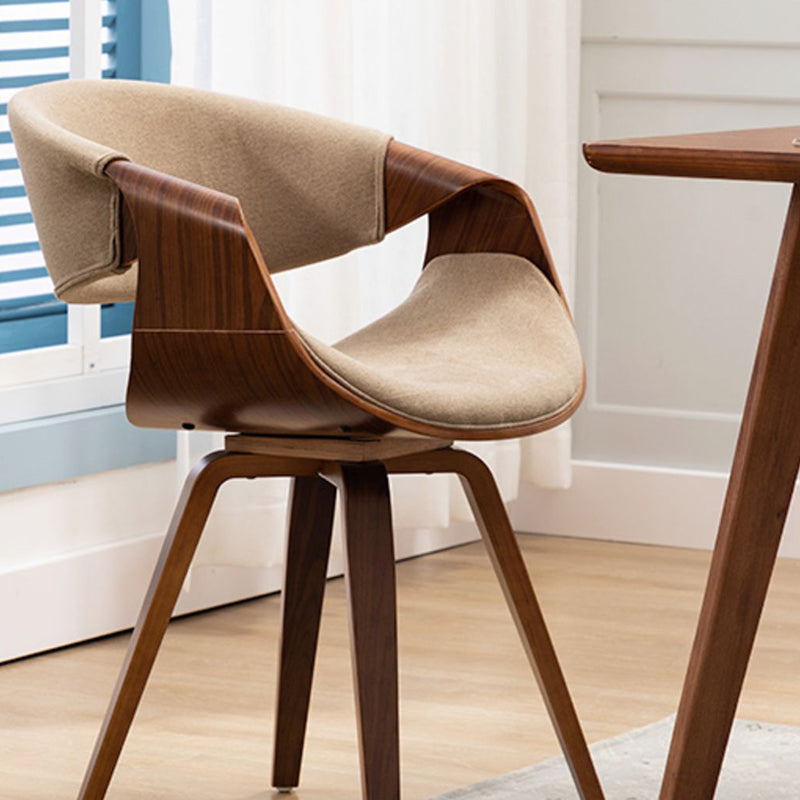 Silla de comedor contemporánea de lujo Arc, de madera contrachapada tapizada en algodón, lino y piel sintética, con respaldo y reposabrazos, para comedor 