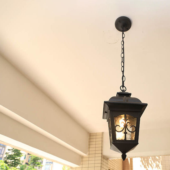 Outdoor Europäische Pfeilblume Laterne Aluminium Glas 1-Licht Wasserdichte Pendelleuchte 