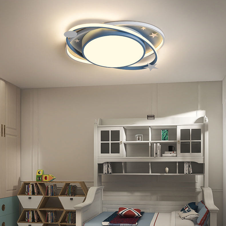 Moderno Arte Deco Noche Estrellada Redondo Ovalado Acrílico Aluminio LED Luz de Techo Empotrada Para Dormitorio 