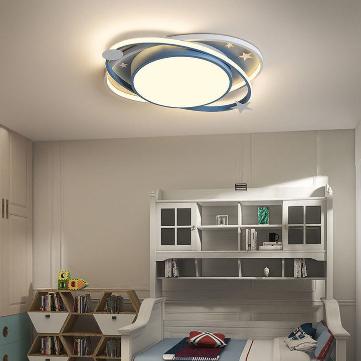 Moderno Arte Deco Noche Estrellada Redondo Ovalado Acrílico Aluminio LED Luz de Techo Empotrada Para Dormitorio 