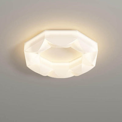 Nordic Creative White Polygon Wrought Iron LED Flush Mount Ceiling Light