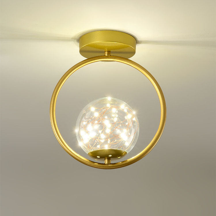 Modern Creative Ball Full Of Stars Hardware Glass LED Semi-Flush Mount Ceiling Light