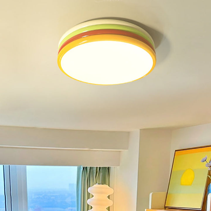 Moderne minimalistische Macaron Runde Aluminium Acryl LED Unterputz Deckenleuchte für Wohnzimmer 