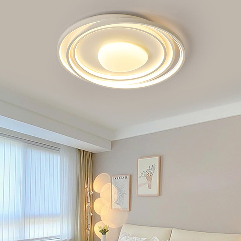 Moderne minimalistische Creme Runde Acryl Eisen LED Unterputz Deckenleuchte für Wohnzimmer 