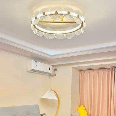 Modern Luxury Round Hardware Stainless Steel Glass Acrylic LED Semi-Flush Mount Ceiling Light For Living Room