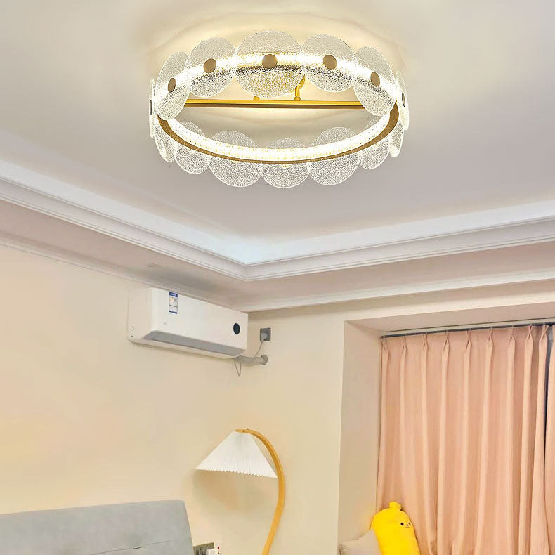 Plafonnier LED semi-encastré en verre et acrylique, matériel rond de luxe moderne, en acier inoxydable, pour salon 