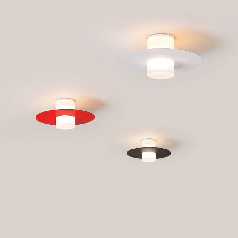Modern Minimalist Cylindrical Disc Iron Acrylic LED Semi-Flush Mount Ceiling Light
