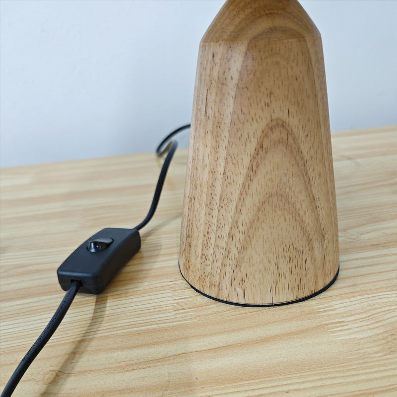 Lampe de table 1 lumière en bois avec tissu plissé trapézoïdal scandinave contemporain pour chambre 
