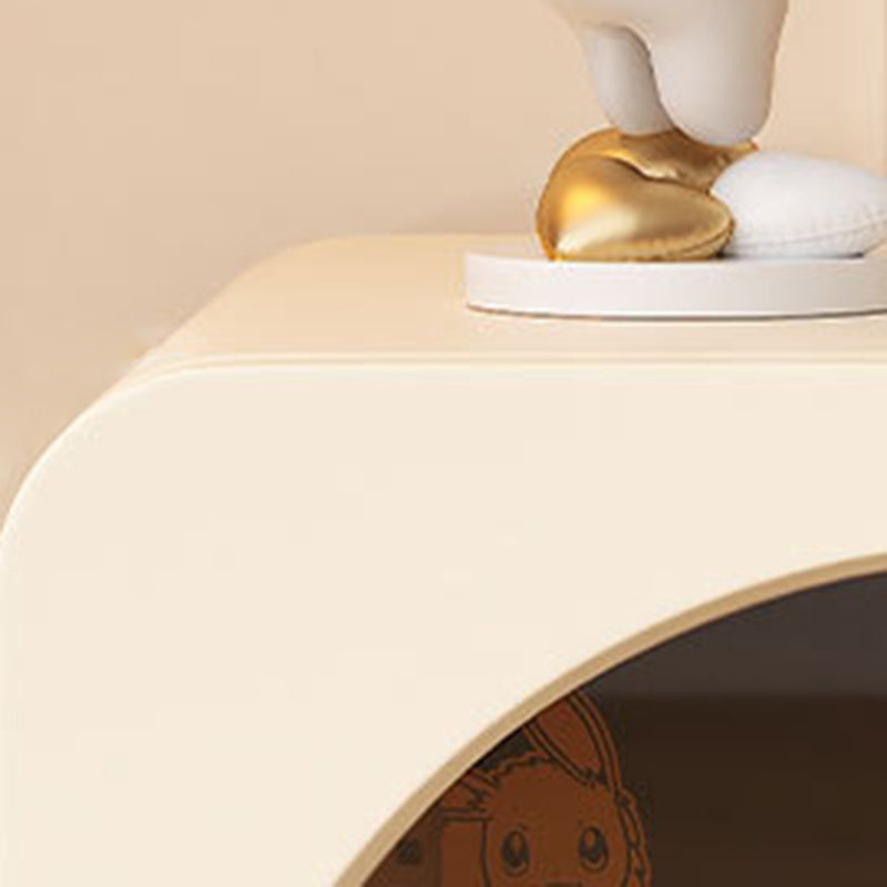Modern Minimalist Round Corner Rectangular MDF Microfiber Leather Glass Stainless Steel Nightstand 2-Drawer For Bedroom