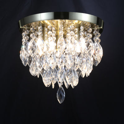 Lustre de plafond semi-encastré à 1 lumière avec carillon éolien en cristal et métal contemporain de luxe pour salon 