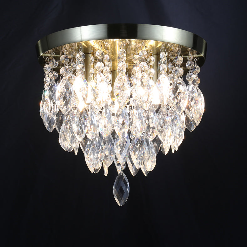 Lustre de plafond semi-encastré à 1 lumière avec carillon éolien en cristal et métal contemporain de luxe pour salon 