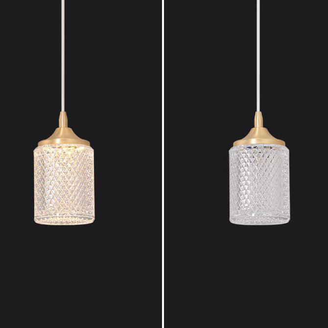 Modern Luxury All-Copper Glass Cylinder Spherical Diamond LED Pendant Light