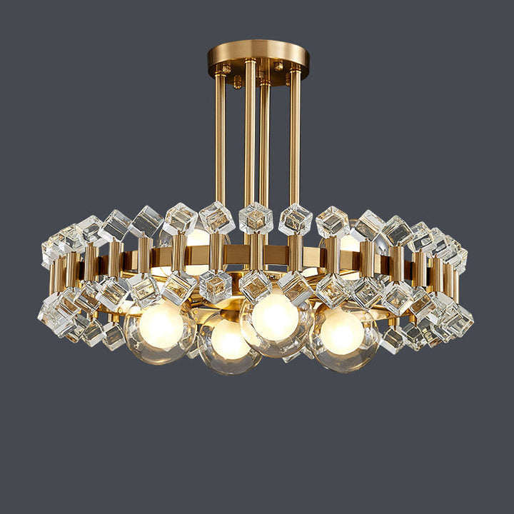 Moderner Luxus Gold Finish Rahmen Bunte Glas Schatten 6/8/10-Licht Kronleuchter Für Wohnzimmer 